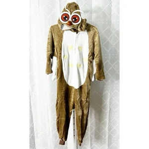 Costume Brown Owl Kids Medium Footless Pajamas Costume Size 130 (6-8 Years Old) - Picture 1 of 7