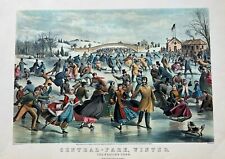Central Park Winter Skating NYC  19x14 Currier & IVES                       