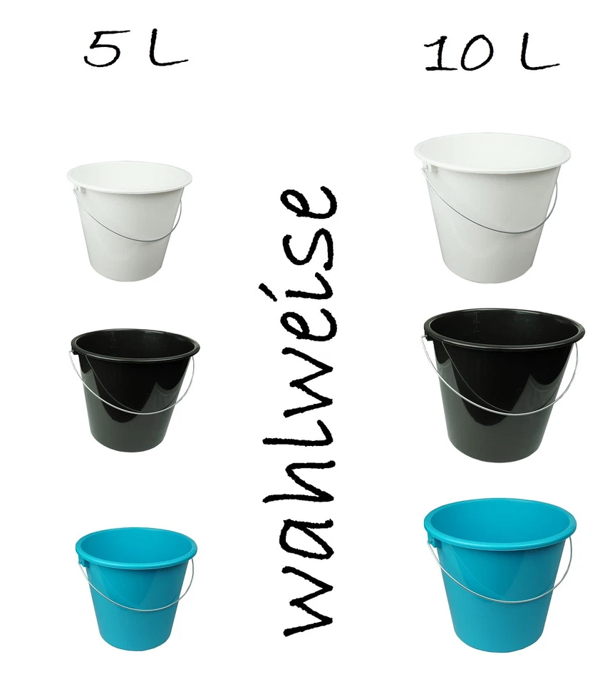 Haushaltseimer mit Metallbügel Farbe wählbar, 5 oder 10 Liter, Eimer Putzeimer - Bild 1 von 1