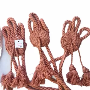 Curtain Drapery Tieback Rope Tassel Handmade Italy Craft Supply Vintage Set of 3 - Picture 1 of 6