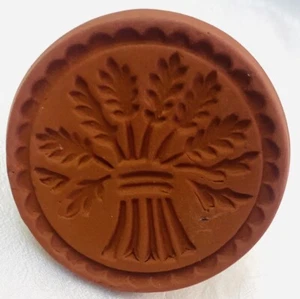 2.25” Ceramic Blue Handle Clay Biscuit Cookie Press Stamp Mold Bundle of Wheat - Bild 1 von 9