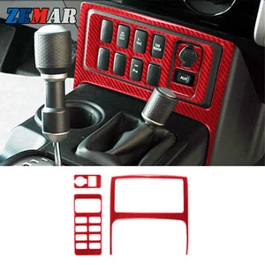 Cubierta de botón de control central de fibra de carbono roja para Toyota FJ Cruiser 2007-14 - Imagen 1 de 14