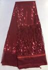 Burgundy Sequins with fringe Lace Fabric 50” Width Sold By the Yard