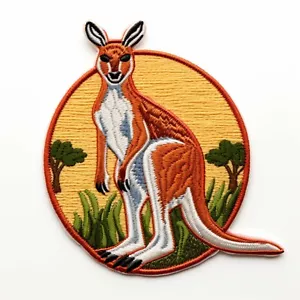 Känguru Aufnäher Aufbügeln Applikation Kleidung, Australien, Wildtiere Abzeichen Wallaby - Bild 1 von 12