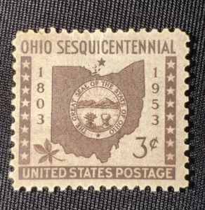 Scott #1018 - Ohio Statehood, Map and State Seal - MNH 3c 1953 - ungebraucht postfrisch Stempel - Bild 1 von 2