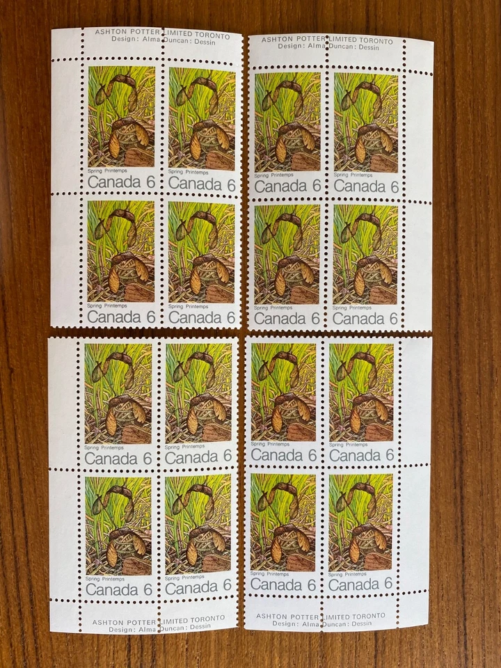 Canada Mint Stamps - 1971  6c MAPLE LEAVES(SPRING)  Inscription Corner Block Set - Image 1 of 1