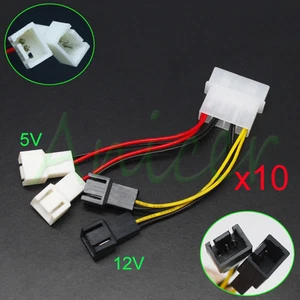 10x PC Fan 4-Pin Convert to 2pin/3pin (2x12V) (2x5V) Y-Splitter Cable Connector - Picture 1 of 4