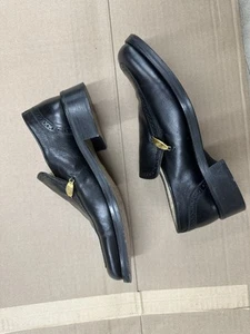 Gianni Versace Black Leather Gold Loafers Made In Italy Size 41EU Vero Cucio Vtg - Picture 1 of 11