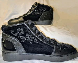 Michael Kors Willow High Top Beaded Floral Velvet & Leather Sneakers Size 9.5M - Picture 1 of 9