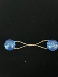 Cravatta capelli vintage anni 80 porta coda di cavallo buona grande doppia perline blu - Foto 1 di 8
