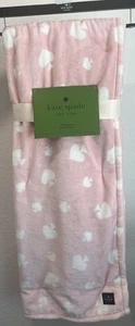 KATE SPADE Pink and White Plush Throw Blanket Spade 60x70 NWT - Picture 1 of 6