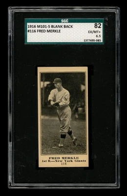 1916 M101-5 Blank Back Set-Break #116 Fred Merkle SGC 6.5 EX/MT+ - Image 1 of 3