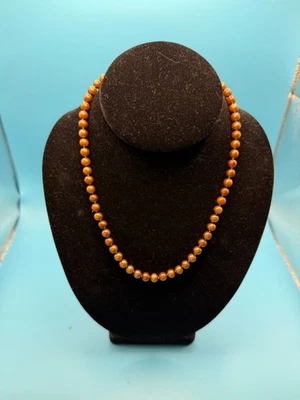 Perla cultivada de chocolate de una sola hebra 18" L 14K broche de anzuelo doble anudado Foto 1 de 4