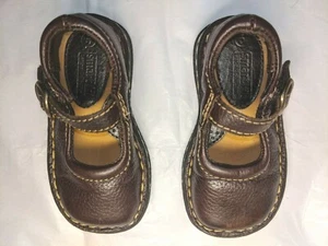Smart Fit Leather Coll. Girls Size 5 Mary Jane Shoes Brown Hook & Loop Closure - Picture 1 of 9