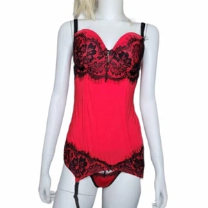 Playboy Bunny Intimates Red Lingerie Set With Garters Size Small / Medium - Picture 1 of 4