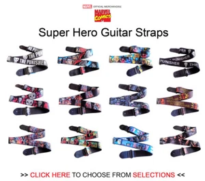 Official Marvel Comics Super Hero Printed GUITAR STRAPS - Choose from options - Picture 1 of 15