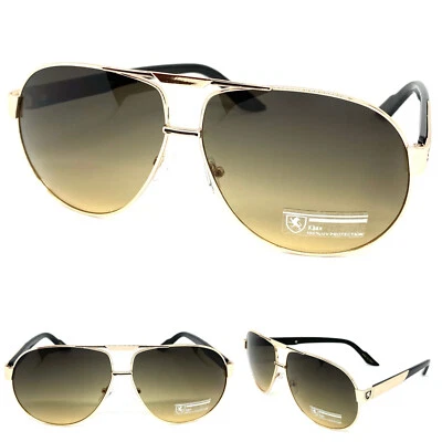 Gafas de sol estilo retro clásico vintage elegante marco dorado y negro para hombre Foto 1 de 4