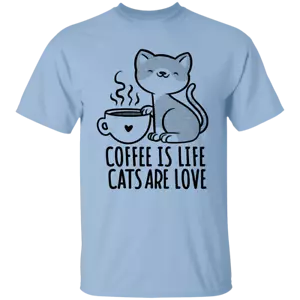 Coffee Is Life Cats Are Love T-Shirt - Bild 1 von 12