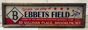 Antique Style Art Wood Brooklyn Dodgers Ebbets Field Baseball Wood Sign 6x24 - Picture 1 of 4