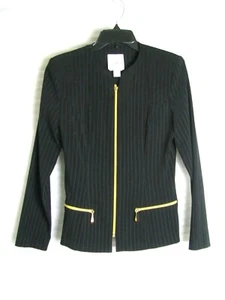 Joseph Ribkoff Women's Pinstriped Full Zip Jacket Top Black Size 6 US - Elegant! - Picture 1 of 3