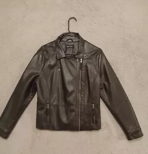 Black Leather Jacket Size XL Juniors - Picture 1 of 6