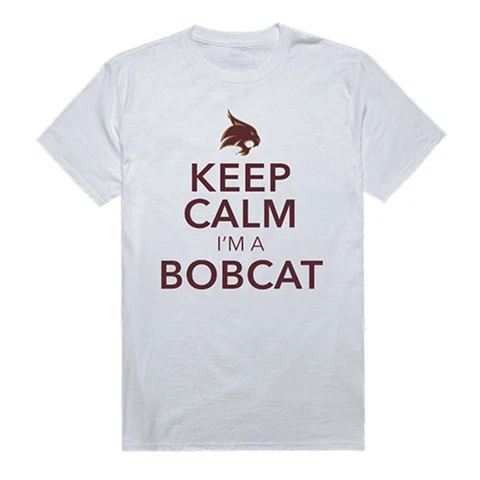 Texas State University Boko the Bobcat NCAA Keep Calm Tee T-Shirt White Cover