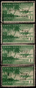 Canal Zone Stamp Scott # C20 Used Strip of 4 - $1.00 Green Pan American Clipper - Picture 1 of 1
