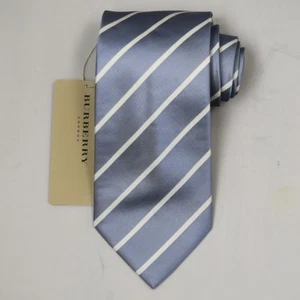 NEW Burberry GRAY Stripes Mans 100% Silk Tie Authentic Italy Made 3.5" 035072 - Picture 1 of 5