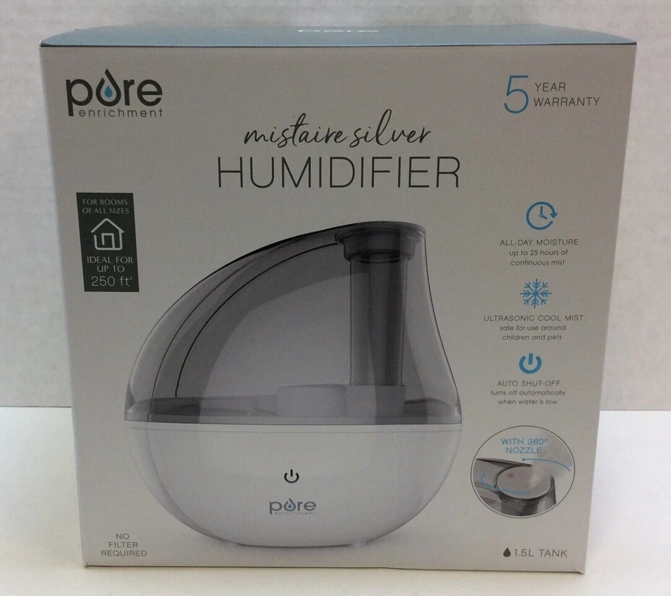 Pure Enrichment Mistaire Silver Ultrasonic Cool Mist Humidifier, 1.5L Tank - Image 1 of 1