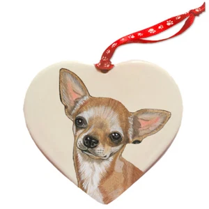 Chihuahua Porcelain Pet Gift Heart Ornament Double-sided - Picture 1 of 2