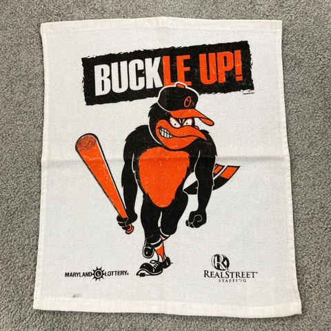 Vintage 2012 Baltimore Orioles "Buckle Up!" Playoffs White Rally Towel Giveaway Cover