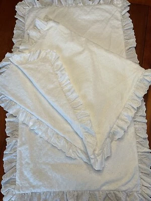 2 Ralph Lauren Cottage Hill Eyelet Embroidery King Shams French Country Cottage - Image 1 of 4