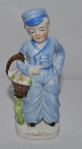 Vintage Porcelain Dutch Boy Delivering Flowers Figurine Japan - Picture 1 of 3