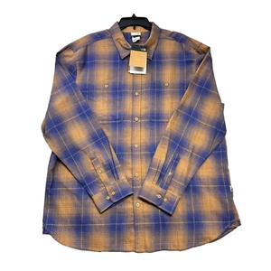 THE NORTH FACE TNF Camicia uomo flanella burro di mandorle marrone/blu a quadri 2XL nuova con etichette $80 - Foto 1 di 5