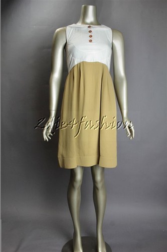 Abito camicia poplin crepe Fendi Preppy bianco marrone chiaro stratificato $1990 nuovo con etichette 4