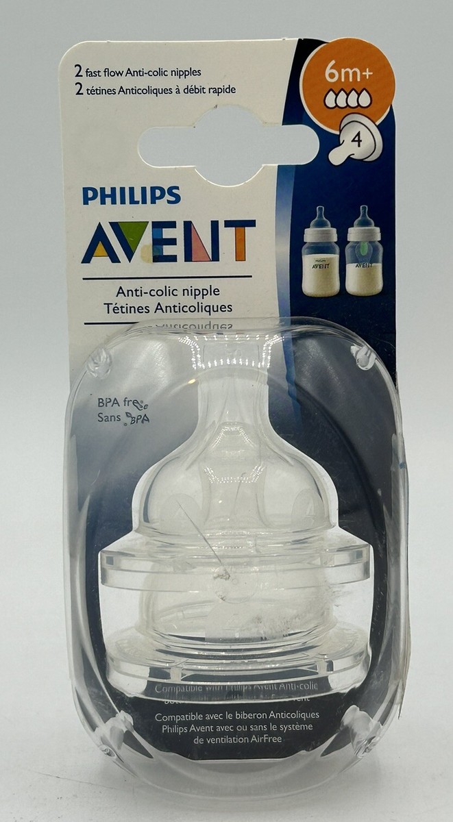 Nipples Size Philips AVENT 6m+ Natural Fast Flow Nipples, 2-pack