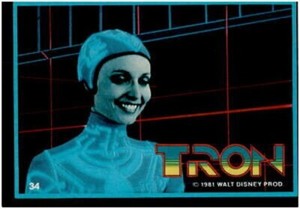 TRON MOVIE 1981 DISNEY TRADING CARDS DONRUSS 1982 BRUCE BOXLEITNER BASE CARD 34