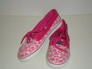 SPERRY TOP SIDER BISCAYNE PINK CHEETAH ONE EYE BOAT SHOES SZ 3 SUPER CUTE - Picture 1 of 5