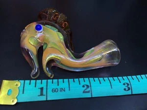 USA MINI 3” ONE HITTER FISH BLOWN SLIME BOWL SPOON GLASS CHILLUM HAND PIPE HEAVY - Picture 1 of 12