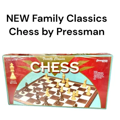 NEW Family Classics Chess by Pressman - w/ Folding Board & Full Size Chess Piece - Image 1 of 4