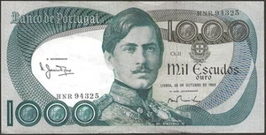 Portugal - 1000 Escudos Schein D. Pedro V - 26.10.1982 Sehr guter Zustand+ ! P#175e - Bild 1 von 2