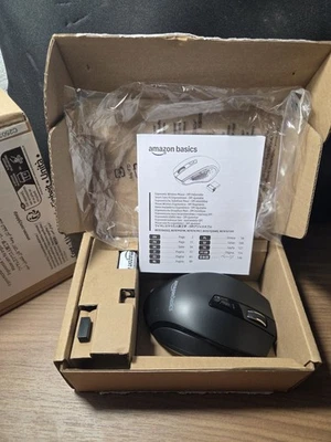 Amazon Basics Ergonomic Wireless Optical Mouse DPI Adjustable, Black SHIP READY - Image 1 of 4