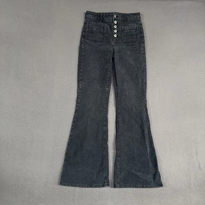 American Eagle Corduroy Pants Women’s 0 Blue Gray Super Hi-Rise Flare Button Fly - Изображение 1 из 4