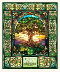 Spirit of Ireland Celtic Tree of Life Large Irish 36x44 Cotton Fabric Panel - Picture 1 of 1