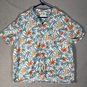 Lucky Brand Men's XL Hemp Cotton Blend Hemp Leaf Boxy Camp Shirt Tropical Ganja - Picture 1 of 13