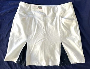 Lady Hagen Easy Shaper Golf Skirt Skort Womens M White Blue Pleats Tummy Control - Picture 1 of 10