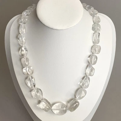 Gemporia Optic Quartz Necklace Sterling Silver Clasp 18-20” Chunky Beaded Clear - Image 1 of 4