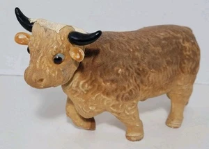 Statuina giocattolo vintage floccata Highland Cow Bull Bobblehead - Foto 1 di 10