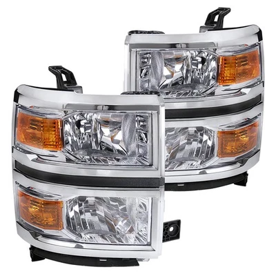 Clear Fits 2014-2015 Chevy Silverado 1500 Headlights Amber Signal Lamps L+R - Image 1 of 4