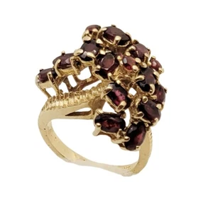 Anillo de rubíes con racimo de oro de 14 quilates con 18 rubíes rojos púrpura pesa 2,5 quilates T.W. - Imagen 1 de 6